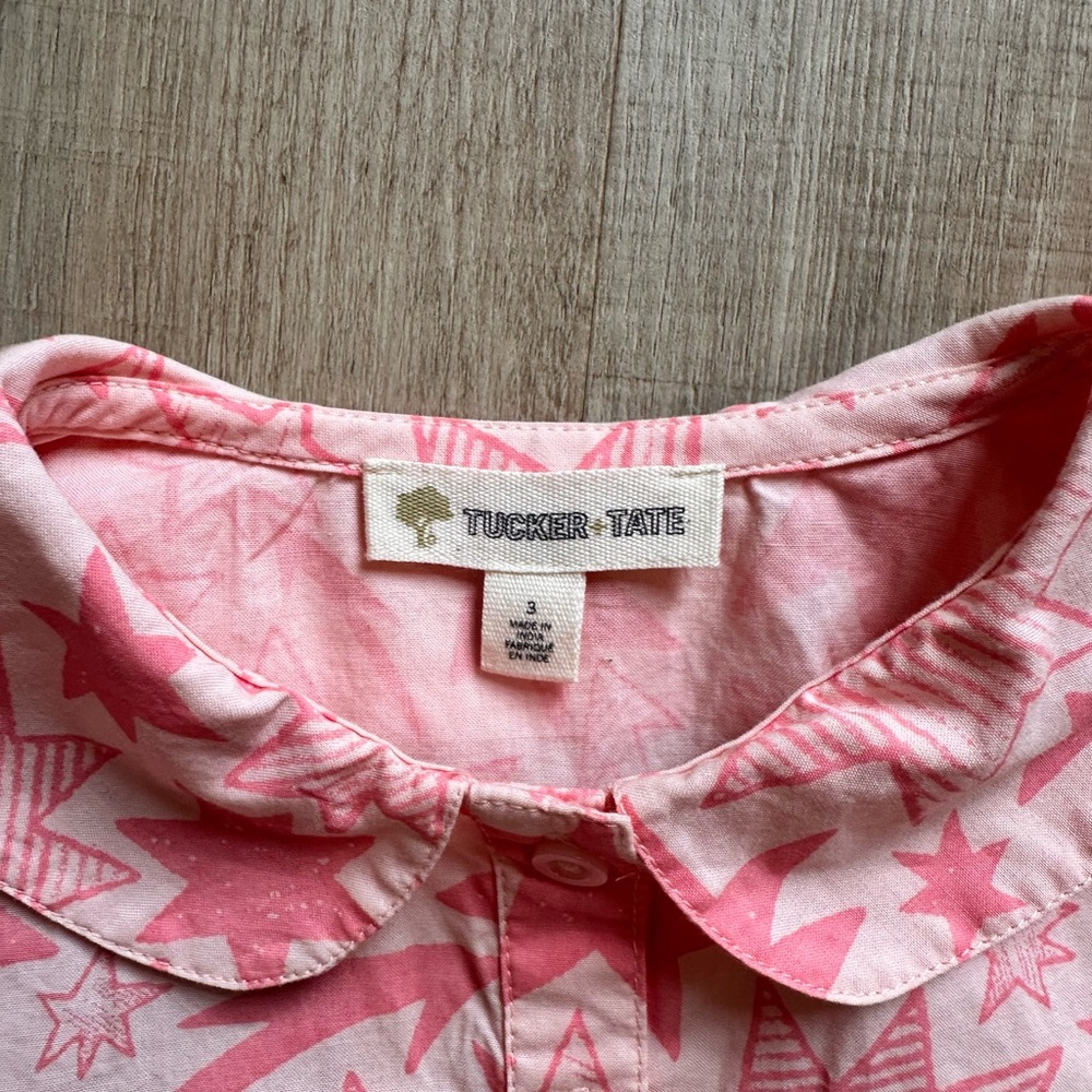 Tucker + Tate Pink Puff Sleeve Sundress with Peter Pan Collar - Picture 2 of 6